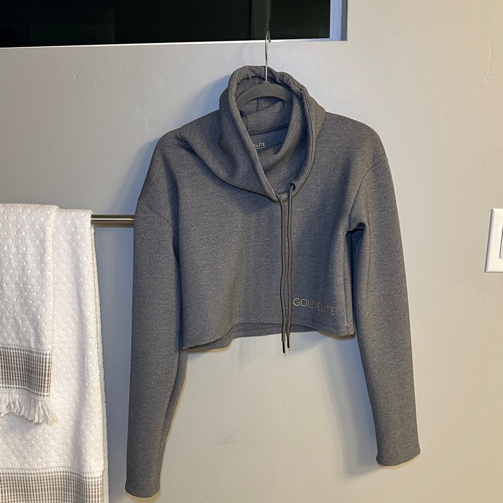 Gold Elite Gray Cropped Hoodie